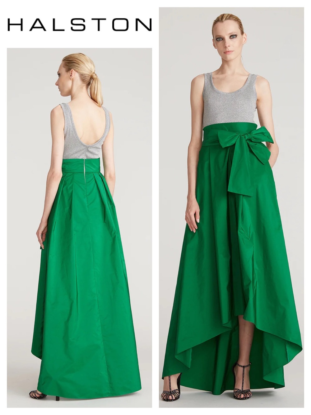 HALSTON Pam Shimmer Jersey Taffeta Gown